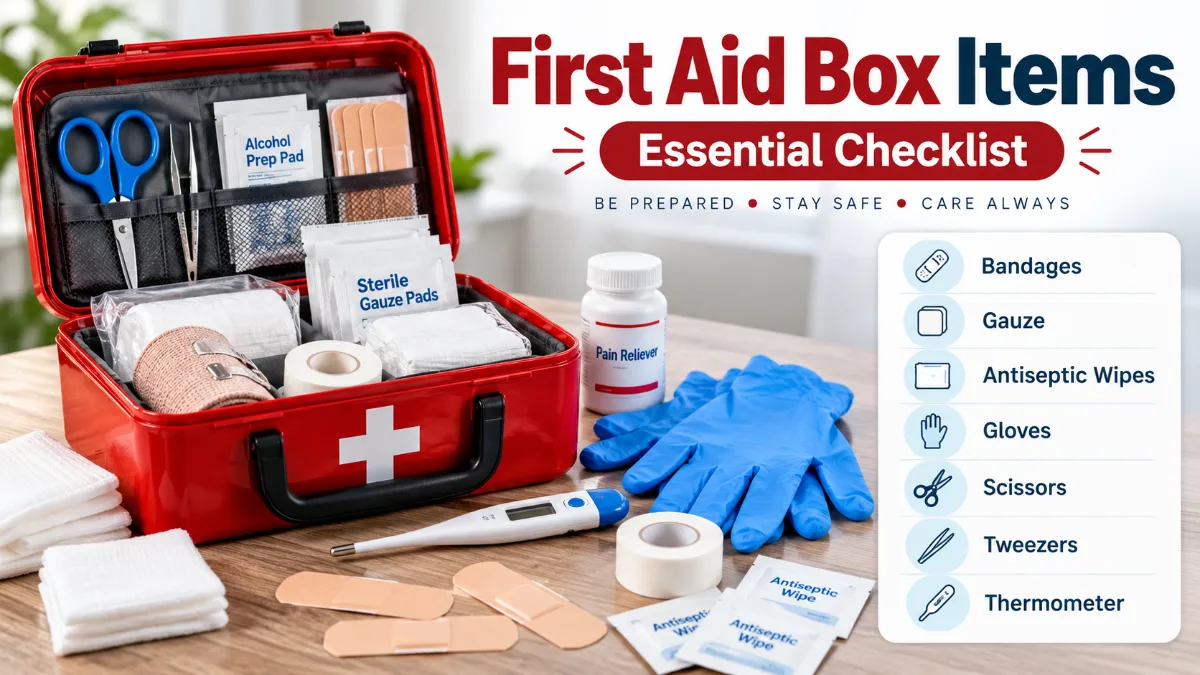 first aid box items